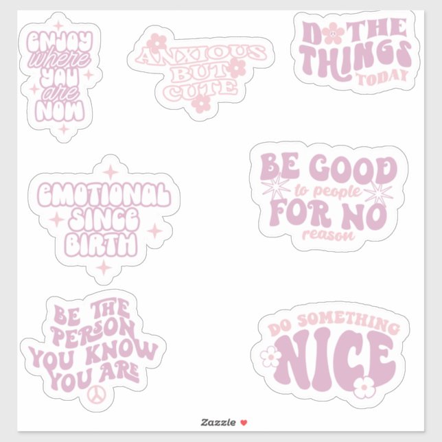 positive affirmation trendy aesthetic retro sticker (Sheet)