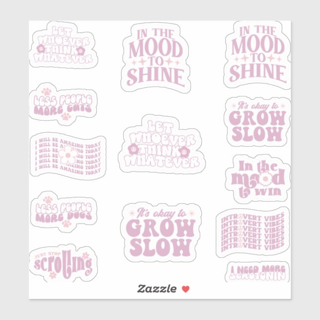 positive affirmation trendy quote retro sticker (Sheet)