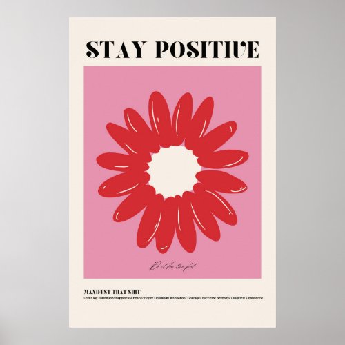 Positive Affirmation Wall Decor Stay Positive Poster