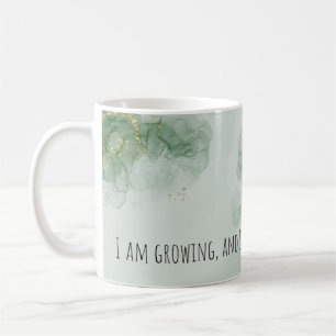 Positive Affirmation Watercolor Green/Gold Coffee Mug
