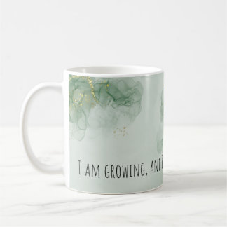Positive Affirmation Watercolor Green/Gold Coffee Mug