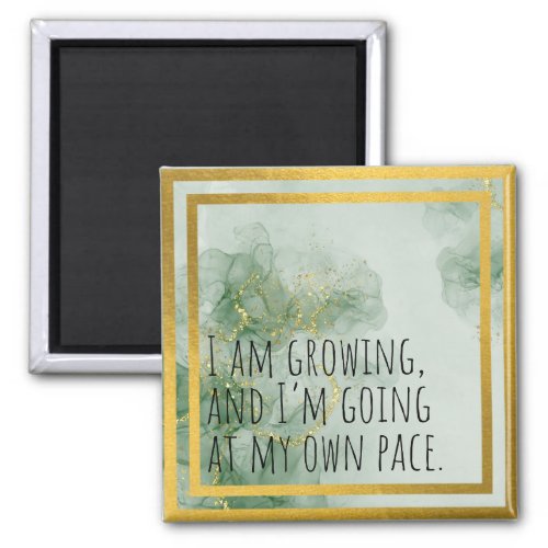 Positive Affirmation Watercolor GreenGold Magnet