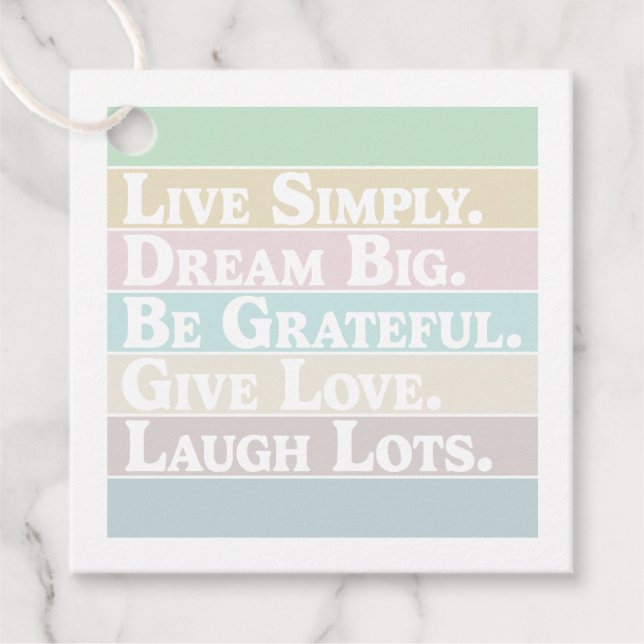 Positive Affirmations  Favor Tags (Front)