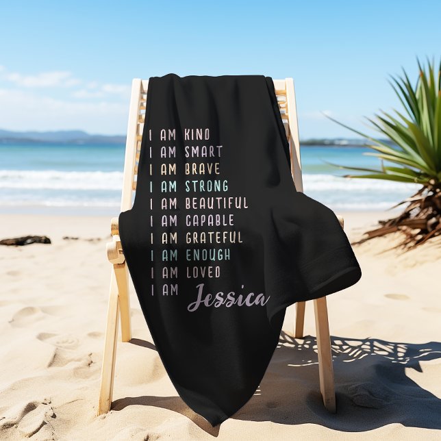 Positive Affirmations for Mental Health Custom Beach Towel (Creator Uploaded)
