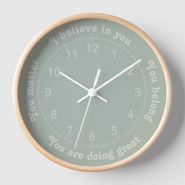 Positive Affirmations Green Clock (Front)