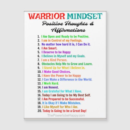 Positive Affirmations Magnet _ Warrior Mindset