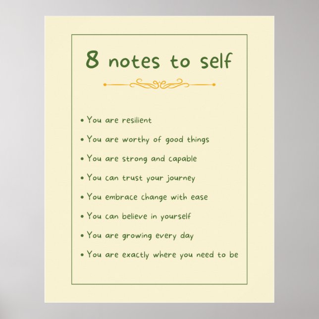 Positive Affirmations Notes to self Poster (Front)