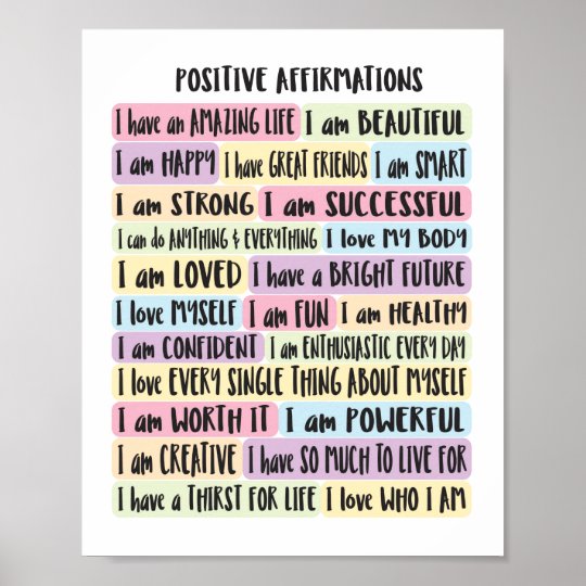 Positive Affirmations Poster | Zazzle.com