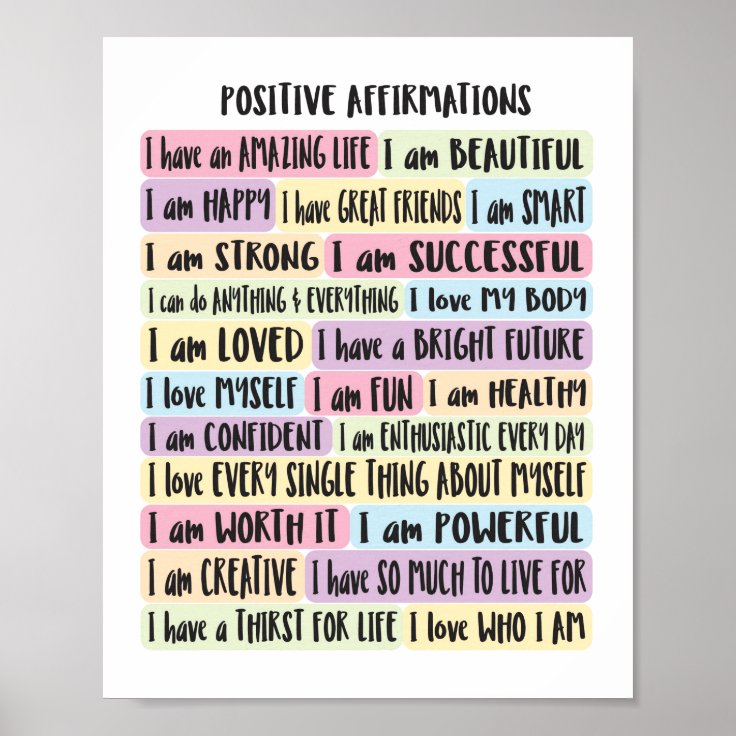 Positive Affirmations Poster | Zazzle