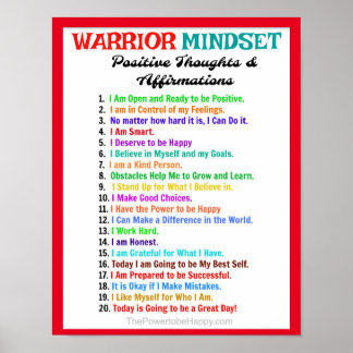 Positive Affirmations Poster - Warrior Mindset