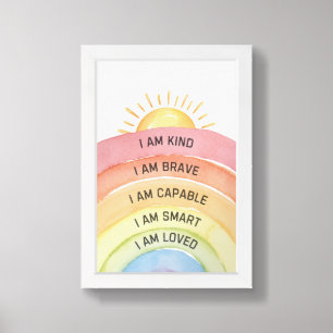 Positive Affirmations Rainbow Sunshine  Framed Art