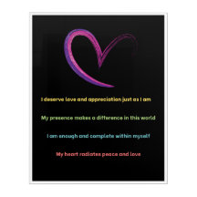 Positive Affirmations Wall Art – Self Love, Peace 