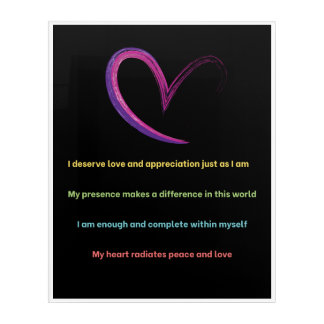 Positive Affirmations Wall Art – Self Love, Peace 