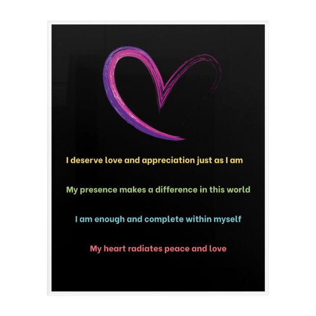 Positive Affirmations Wall Art – Self Love, Peace  (Front)