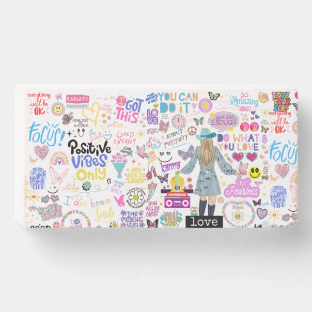 POSITIVE AFFIRMATIONS WOOD SIGN BOX (Front Horizontal)