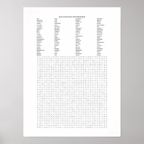 Positive Affirmations Word Search Poster