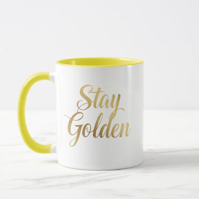 Positive and Glamorous Golden Typography Mug (Left)
