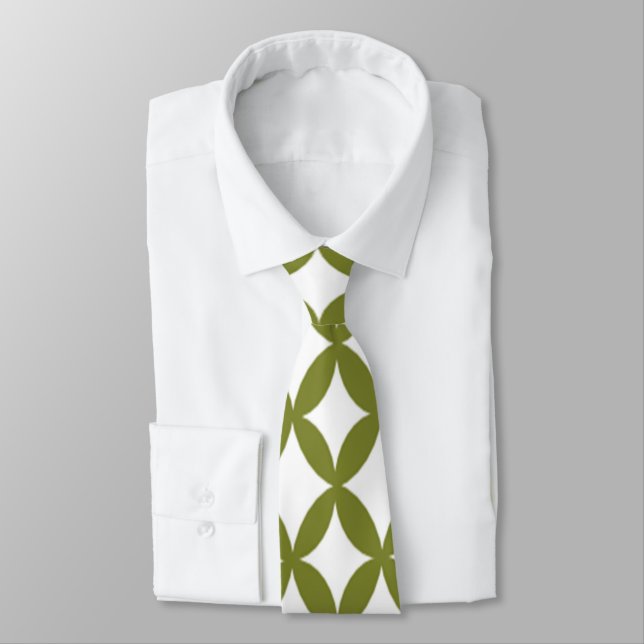 Positive and Negative Space Olive Green  Neck Tie (Tied)
