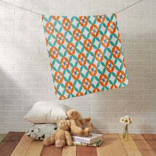 Positive and Negative Space - Orange and Teal Baby Blanket