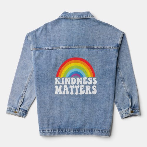 Positive Anti Bullying Rainbow Sped Teacher Kindne Denim Jacket