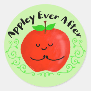 Positive Apple Pun - Appley Ever After Classic Round Sticker