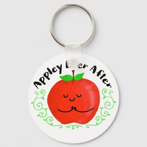 Positive Apple Pun _ Appley Ever After Keychain