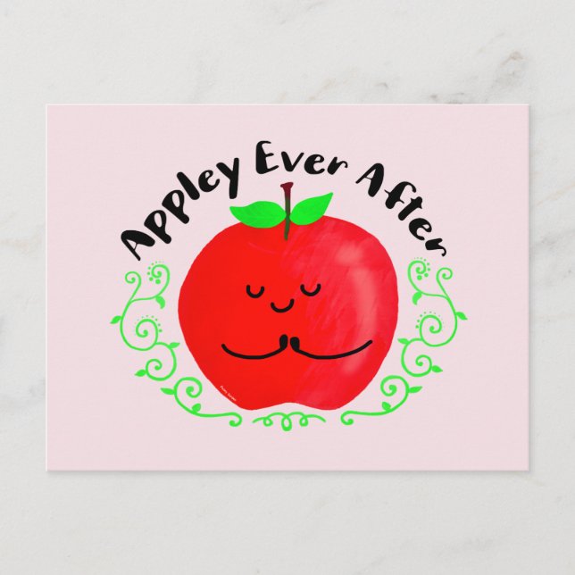 Positive Apple Pun - Appley Ever After Postcard (Front)