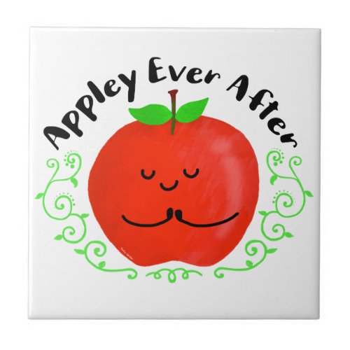 Positive Apple Pun _ Appley Ever After Tile
