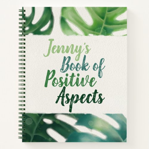 Positive Aspects Green Jungle Leaves Gratitude Notebook
