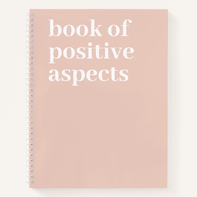 Positive Aspects Minimalist Text Pink Gratitude Notebook (Front)