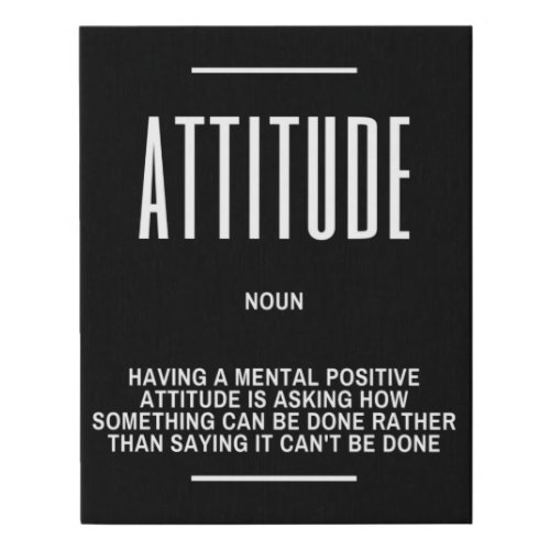 Positive ATTITUDE Motivational Quote Faux Canvas Print