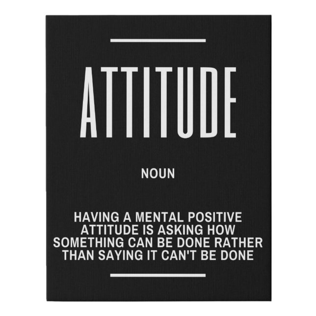Positive ATTITUDE Motivational Quote Faux Canvas Print (Front)