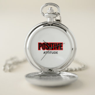 Positive Attitude Motivational Typography T-Shirt Pocket Watch
