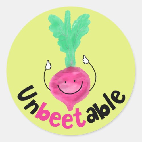 Positive Beet Pun _ Unbeetable Classic Round Sticker