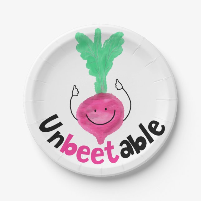 Positive Beet Pun - Unbeetable Paper Plates (Front)