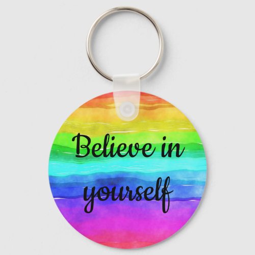 Positive Believe in Yourself Rainbow Key Ring