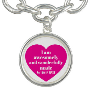 Positive Bible Verse Affirmation Pink Heart Cute Bracelet