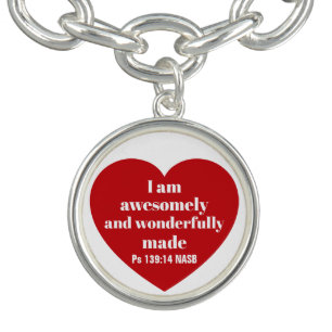 Positive Bible Verse Affirmation Red Heart Cute Bracelet