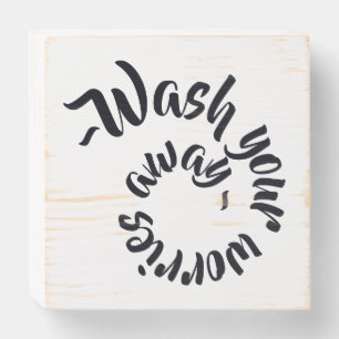 Positive Black And White Typographic Bathroom Wooden Box Sign