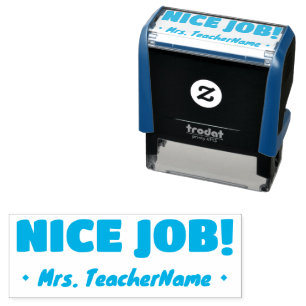 Positive, Bold "NICE JOB!" Educator Rubber Stamp