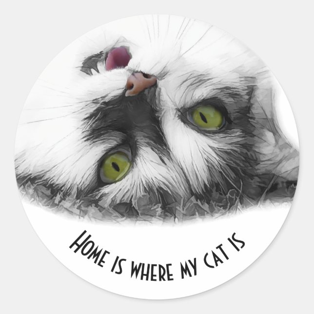 Positive Cat customizable Classic Round Sticker (Front)