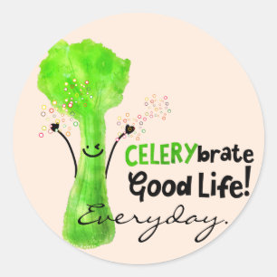 Positive Celery Pun - Celerybrate Good Life Classic Round Sticker