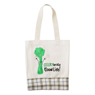 Positive Celery Pun - Celerybrate Good Life Zazzle HEART Tote Bag