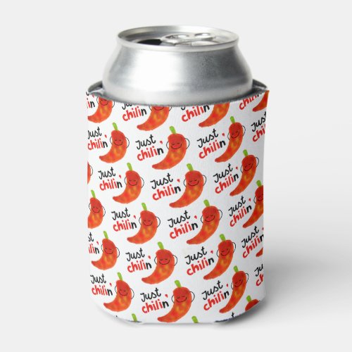 Positive Chili Pepper Pun _ Just Chilin Can Cooler