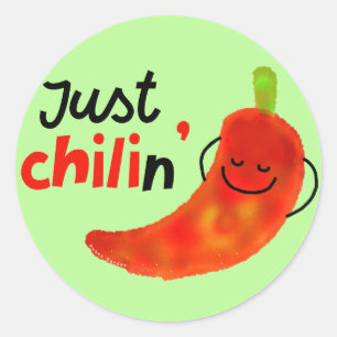 Positive Chili Pepper Pun - Just Chilin Classic Round Sticker