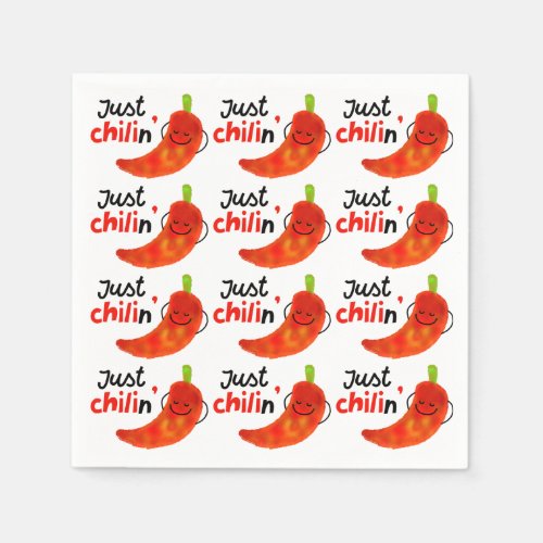 Positive Chili Pepper Pun _ Just Chilin Paper Napkins