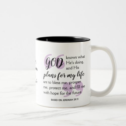 Positive Christian Affirmation GODS PLANS Two_Tone Coffee Mug