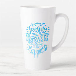Positive Coffee Quote Blue Calligraphy Tall White Latte Mug