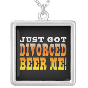 Positive Divorce Gift Ideas : Divorced Beer Me Silver Plated Necklace