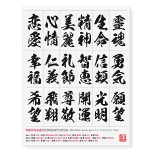 Positive Energy Kanji Collection 001 Temporary Tattoos